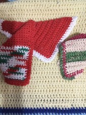 HANDMADE SET OF 3 CROCHET COTTON DISH CLOTHS OR WASH CLOTHS  NEW 