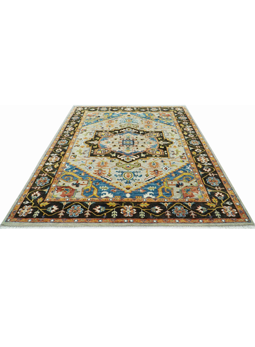 Hand Knotted Multi Size Transitional Customizable Serapi Area Rug | Wool Rug - Picture 4 of 8