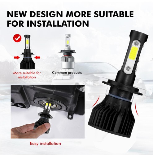4-side H7 LED Headlight Bulbs Conversion Kit High or Low Beam 6500K 2000000LM 2X - Picture 5 of 12