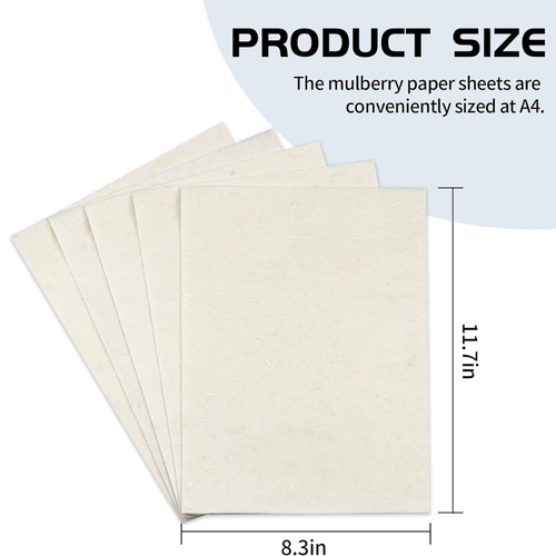 25x Mulberry Paper Sheets Natural Fiber Rice Paper 8.3x11.7" ForWriting Painting - Bild 3 von 6