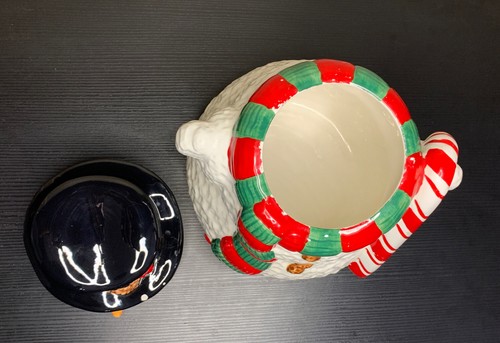 Vintage ‘97 Snowman Handpainted Ceramic Cookie Jar Holiday Christmas From Macy’s - Picture 6 of 10