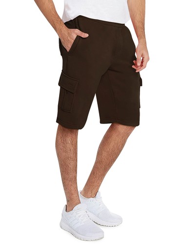 Mens Fleece Cargo Sweat Shorts Multi Pockets Heavy Pants Casual Sports Bottons - Picture 5 of 30