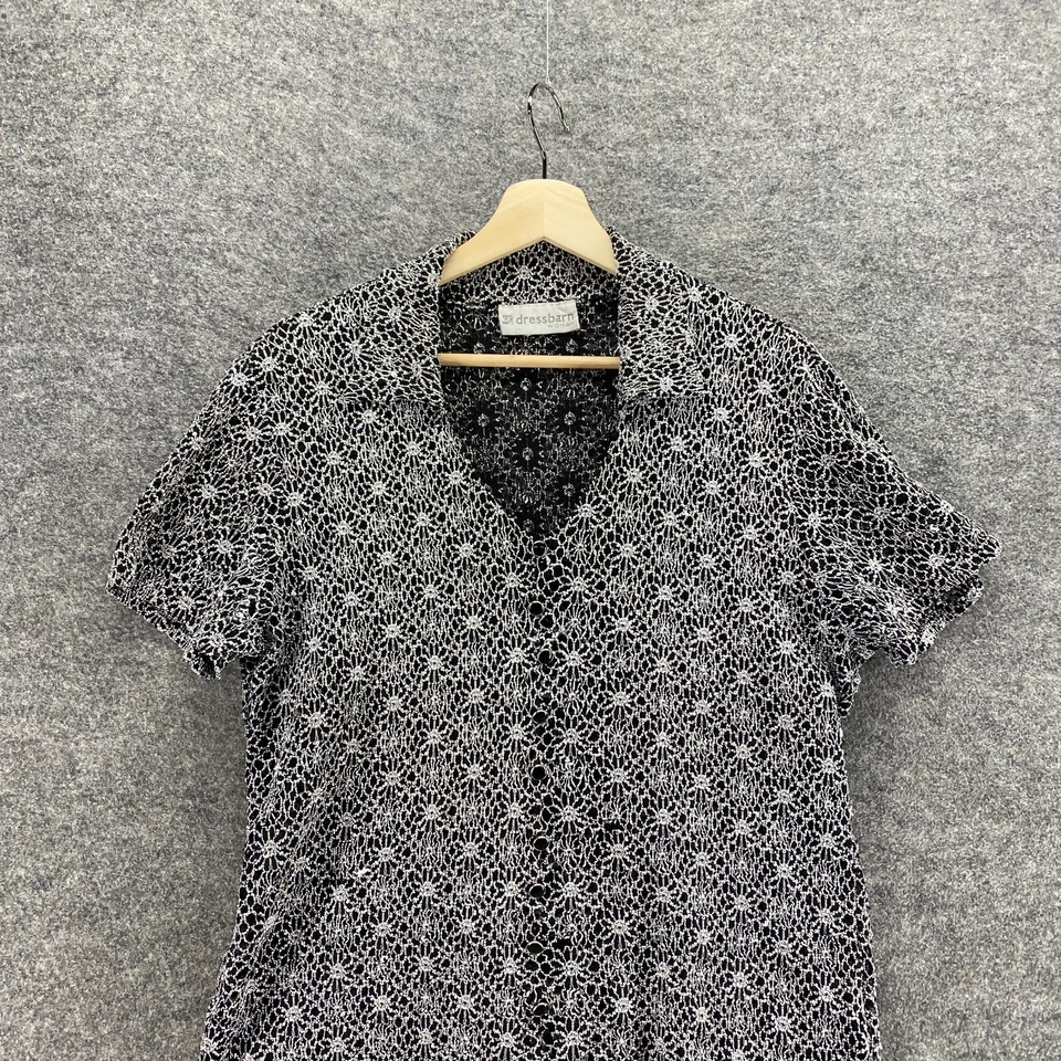 Blusa Dressbarn Mujer XL Negra Gloral Crochet Cuello Manga Corta Pullover Foto 3 de 4