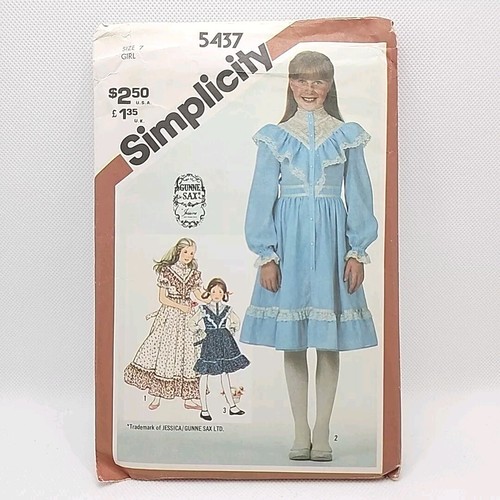 Simplicity 5437 Children's Girl's Gunne Sax Dress Sewing Pattern Size 7 Uncut - Picture 1 of 7