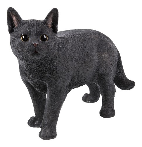 Standing Black Cat Lifelike Resin Garden Statue Garden Yard Flowerbed Decor - Picture 3 of 7