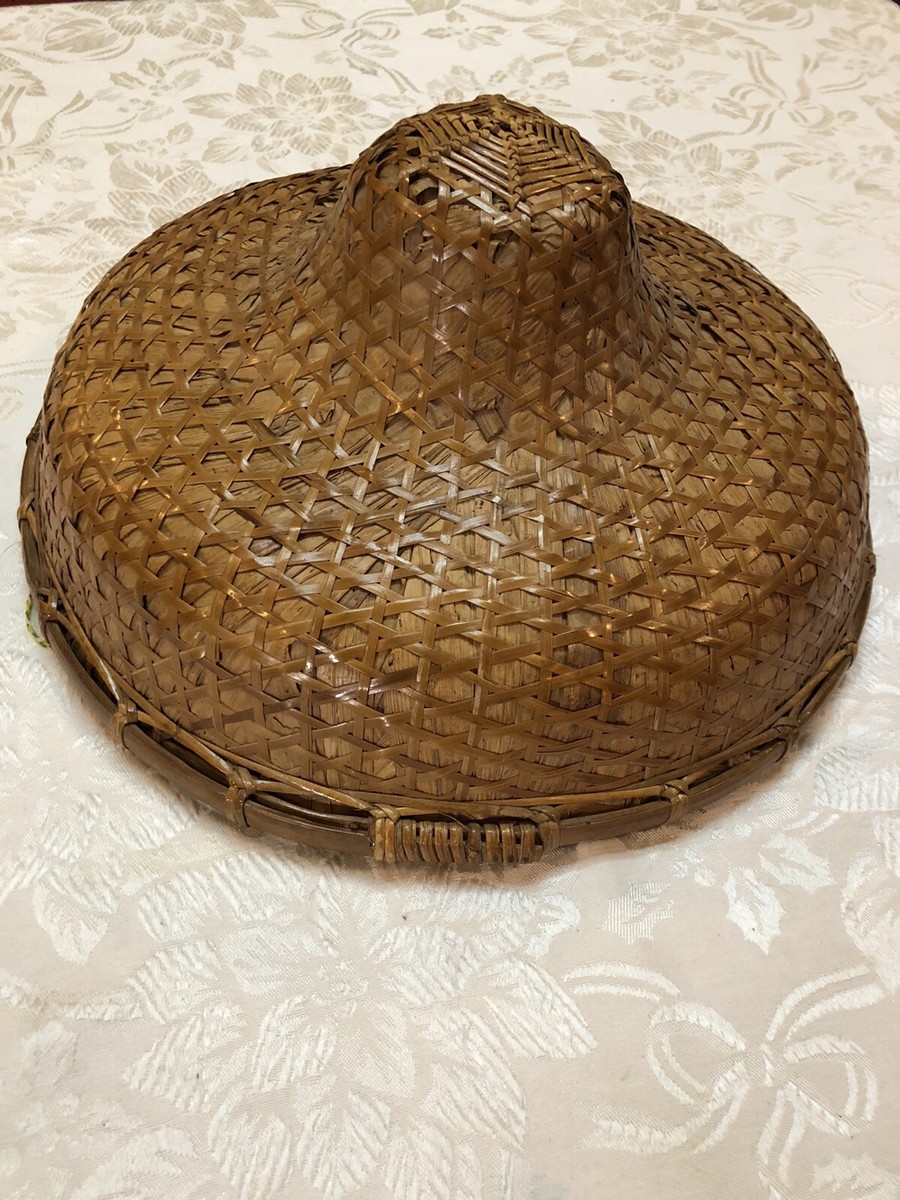 Vintage Traditional Asian Rice Paddie Conical Sun Hat Chinese
