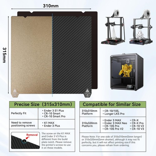 Ender 3 S1 Plus Build Plate, Double Sided PET PEI Bed Sheet, Magnetic Spring ... - Picture 5 of 9