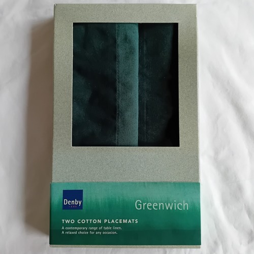 Denby Greenwich Green Placemats 49cm x 34cm 100% Cotton 2 Boxes of 2 - Picture 3 of 6