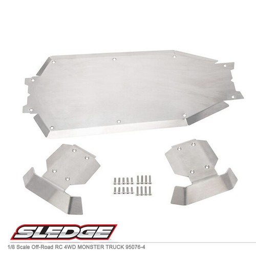 STAINLESS HD FRONT CENTER REAR CHASSIS PROTECTOR 1/8 FOR TRAXXAS SLEDGE MONSTER - Picture 2 of 7