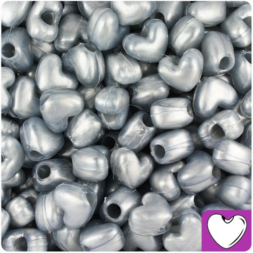 BeadTin Pearl 12mm Heart Pony Beads Vertical Holes (250pcs) - Color choice - Picture 9 of 22