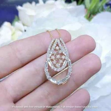 2.00Ct Round Cut VVS1/D Diamond Cluster Women's Pendant 14K Yellow Gold Finish