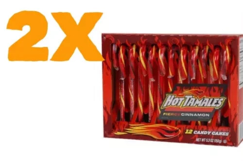 Hot Tamales Candy Canes 2 PACK/24 TOTAL