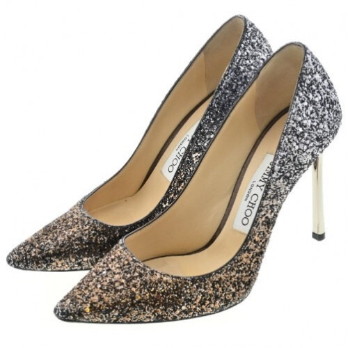 70%オフセールJIMMY CHOO ABEL100 GLITTER PUMPS JIMMY CHOO Glitter Pump in Silver & Brown, US Size 5.5 with