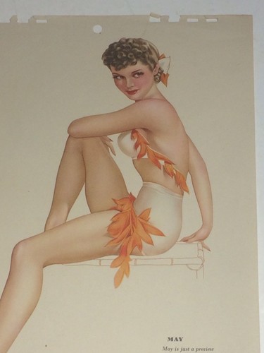 Vintage Original Alberto Varga Pin Up Girl Vargas Kalenderblatt Mai 1945 - Bild 5 von 7