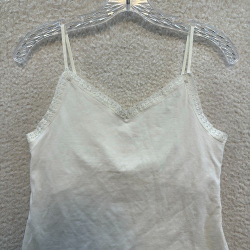 Y2K Vintage Espirit Camisole Tank Top Large White Built-in-Bra Boho Fairy Grunge - Picture 3 of 8