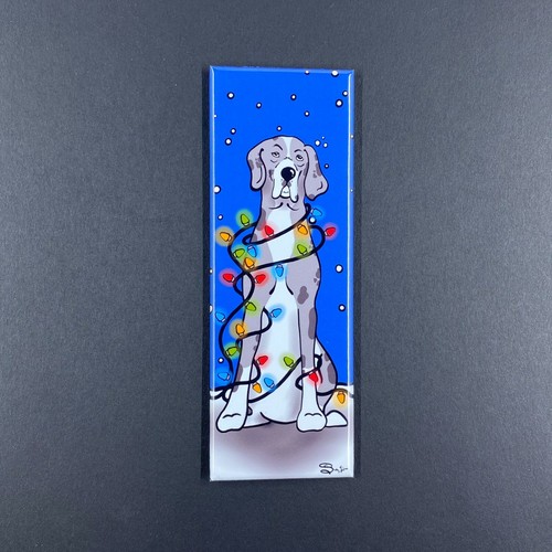 Merle Great Dane Dog Christmas Light Magnet Handmade Holiday Decor Natural Ears - Picture 3 of 12