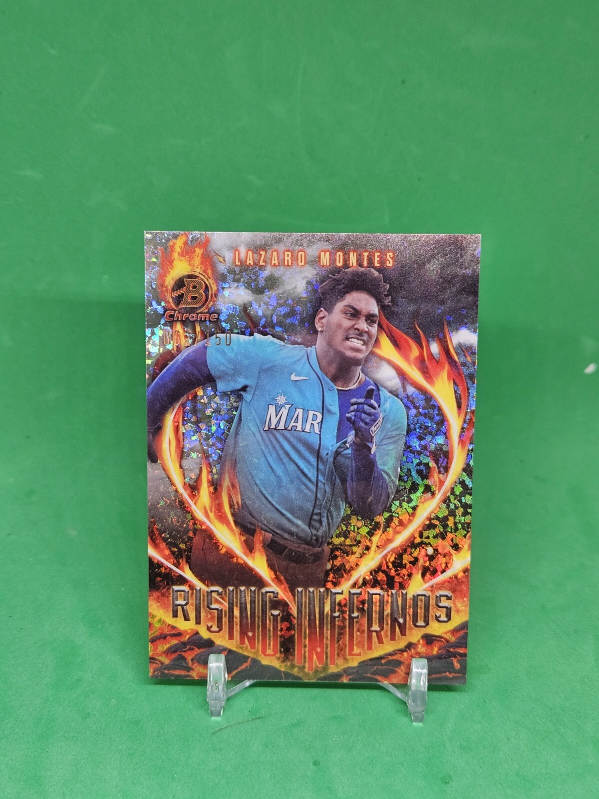 2024 Bowman mini diamond rising infernos Lazaro Montes #/150 Mariners