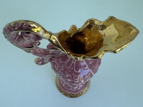 Vintage Goldra E Palestine 5.75 Gold & Pink Porcelain Ewer Revival See Pictures - Picture 3 of 10