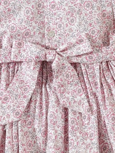 Girls Smocked Church Dress Floral Print Peacock Blue /Pink Boutique NEW - Picture 16 of 33