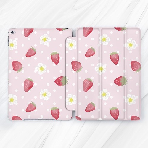 Cute Pink Strawberry Summer Case For iPad 10.2 Air 3 4 5 Pro 9.7 11 12.9 Mini - Picture 1 of 6
