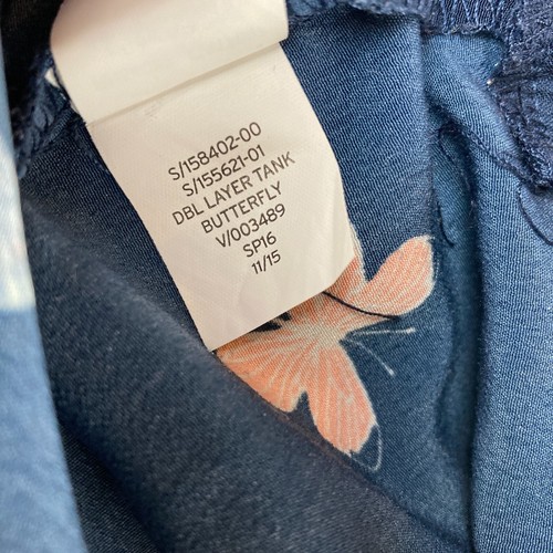 Camicetta canotta doppio strato GAP taglia XL blu navy farfalla senza maniche top carriera - Foto 13 di 13