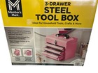 Steel Portable Tool Box With 3 Drawers Storage Organizer Toolbox  Pink