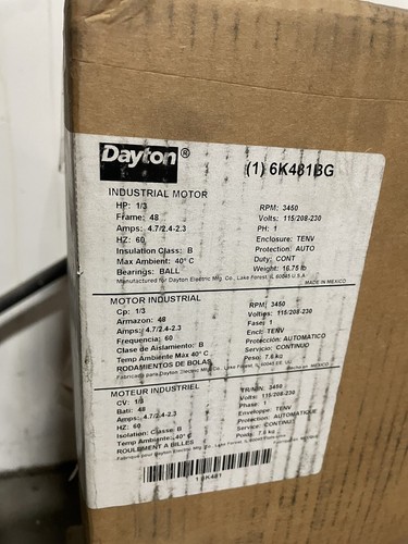 DAYTON General Purpose Motor 6K481BG - New - Picture 2 of 3