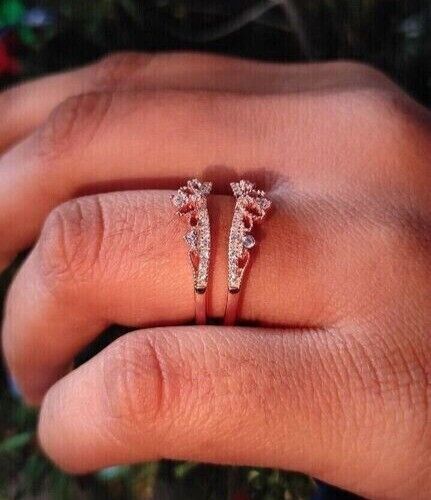 1.20 Ct Round Cut Moissanite Engagement Enhancer Wrap Ring Solid 14K Rose Gold - Picture 3 of 3