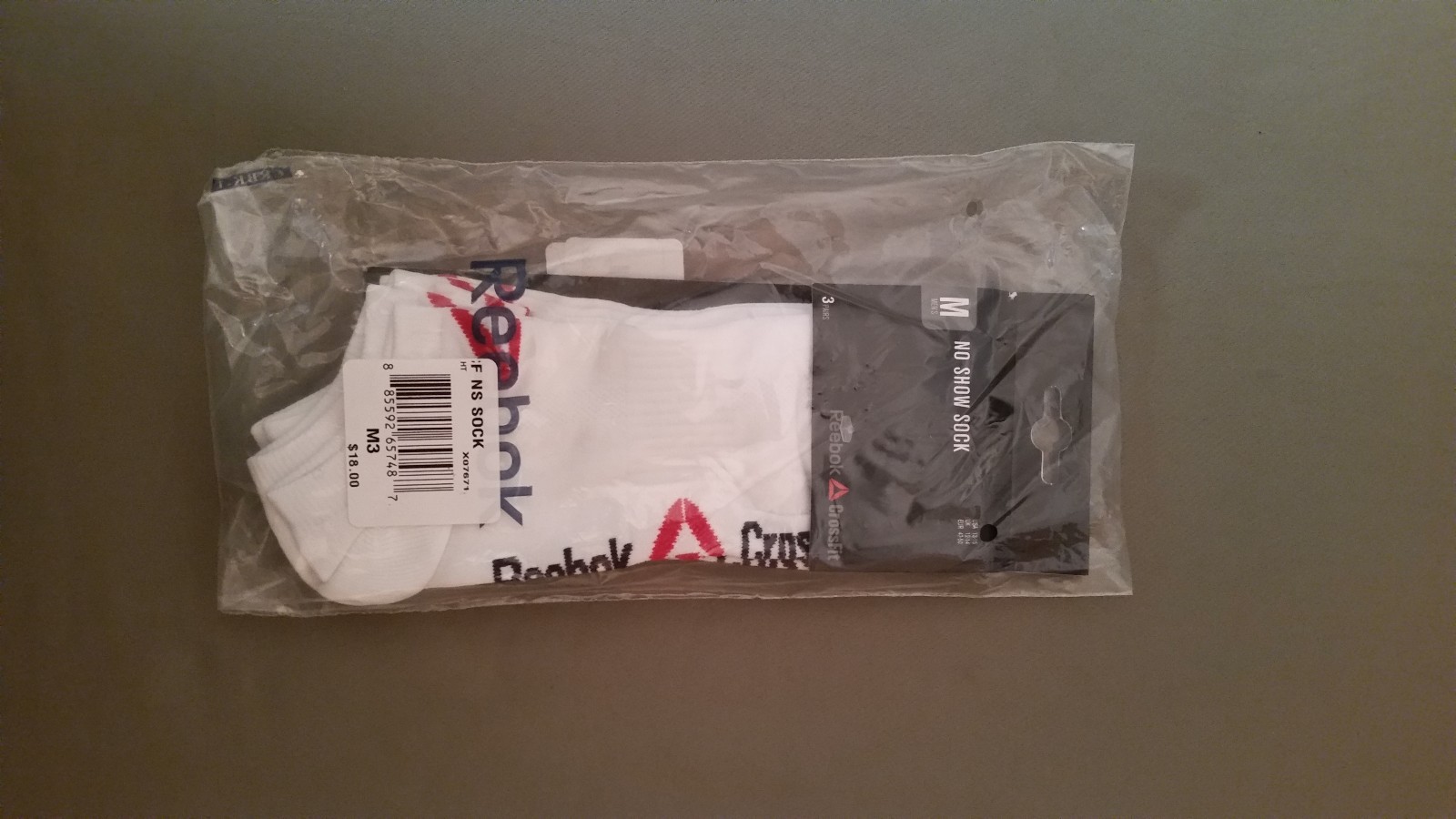 new reebok crossfit mens no show socks.  3 pack-image