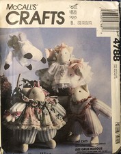 McCall's 4788 Cuddly Stuffed FAT CATS with Clothes Sewing Pattern Uncut FF
