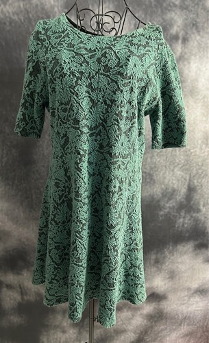 Monsoon green and black short sleeved jacquard Dress Size 16
