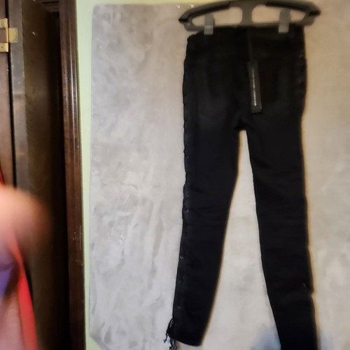 Ben Taverniti Punk laced up Unravel Project Black Skinny Jeans Distressed Sz 25 - Picture 4 of 11