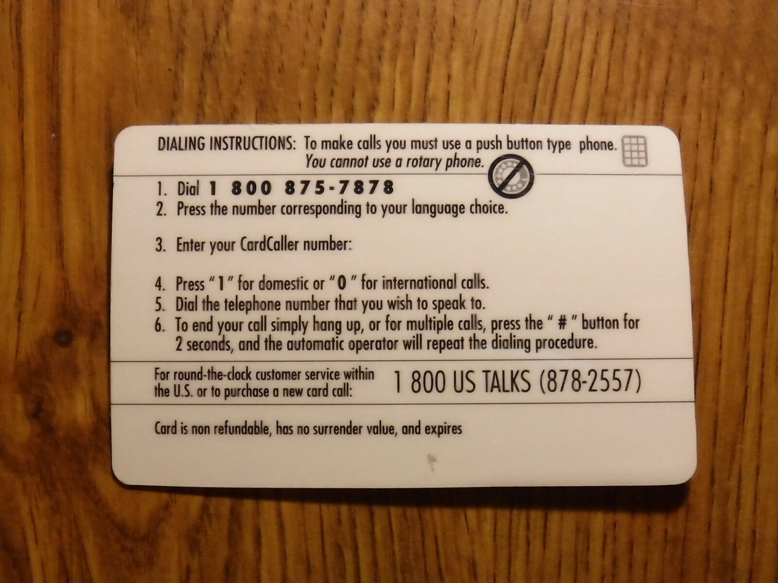 THE CARDCALLER INTERNATIONAL PHONE CARD (144) 