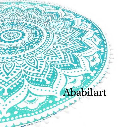 36 In Large Mandala Floor Pillow Ombre Printed Round Bohemian Meditation Cushion - Picture 93 of 106