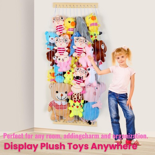 Stuffed Animal Storage Hammock Wooden Plush Toy Organizer for Kids Room Décor... - Picture 3 of 3