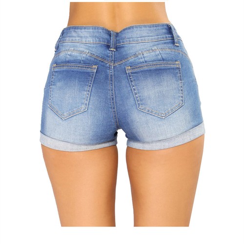 Jeans Hot Pants Skinny Ripped Turn-up Women's Stretchy Denim Shorts Distressed - Picture 5 of 14