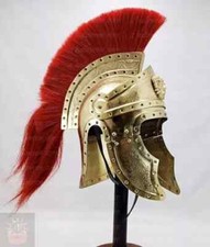 Roman Centurion Helmet With Red Plume Greek Roman Engraved Design Helmet