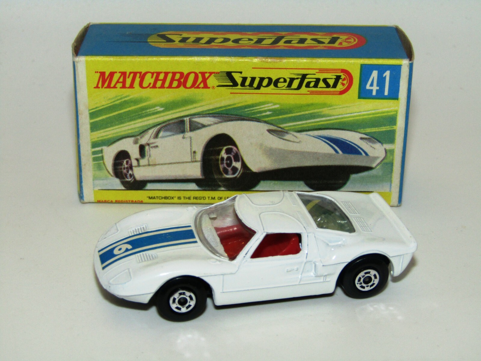 MATCHBOX SUPERFAST N. 41 FORD G.T. Wide Hollow ruote negro base in scatola G difficile da trovare MATCHBOX SUPERFAST N. 41 FORD G.T. Wide Hollow ruote negro base in scatola G difficile da trovare