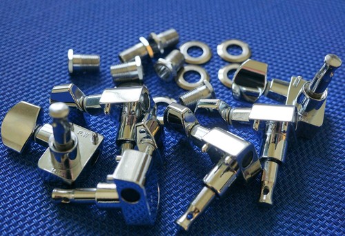 !   6 Fender Logo In Line Player Series Jaguar TUNERS TUNING PEGS Guitar Chrome - Picture 6 of 7