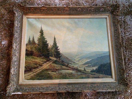 Ölbild Landschaftsbild, ggf auch ohne Rahmen. - Bild 1 von 2