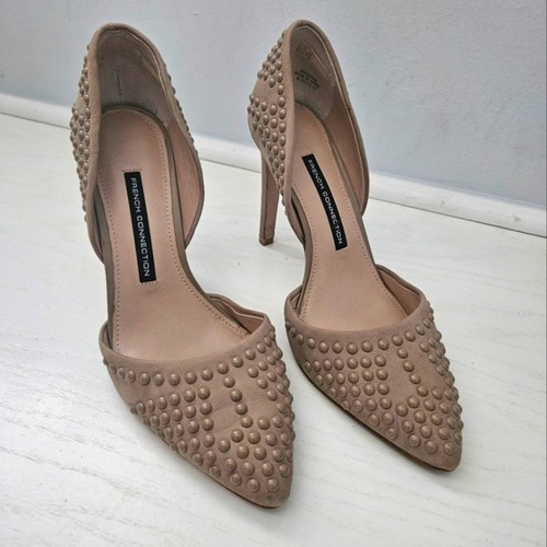 French Connection Hellbraun Beige Nieten Details Damen Heels Größe 7,5