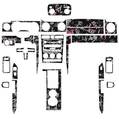 En ligne 34Pcs Red Forged Carbon Fiber Kits Full Interior Trim For Ford Mustang 2005-2009
