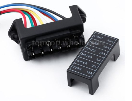 Caja de fusibles de 6 vías ATC ATO DC12-32V circuito para carros-remolque-barco-ATV hoja de fusibles con cables de 5 - Imagen 3 de 5