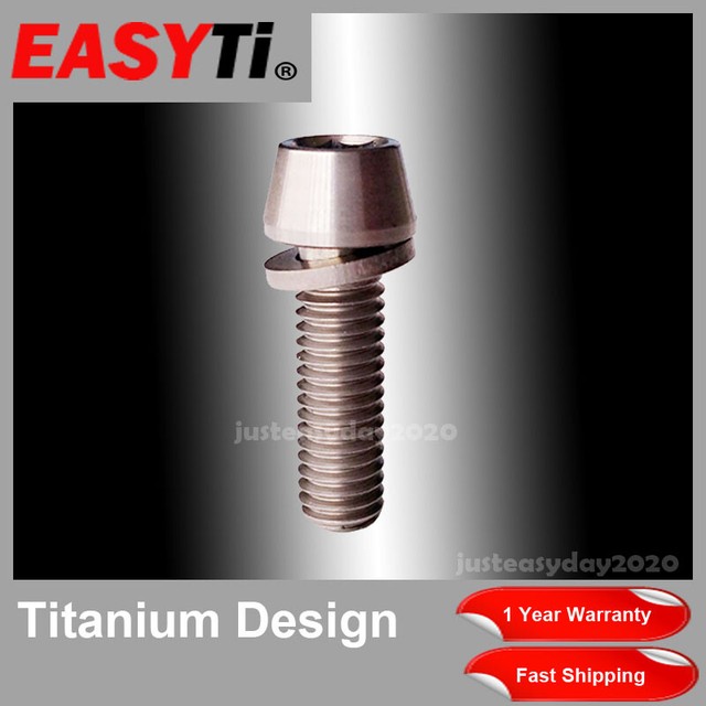 Titanium Ti Bicycle M6x20mm Screws Allen Hex Socket Head Bike Bolts with Washer