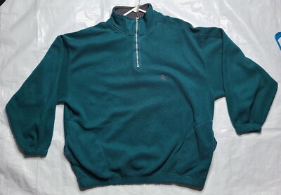 Vtg Y2K Bugle Boy 1/4 Zip Fleece Green  Pullover Jacket Sweatshirt 90s XL