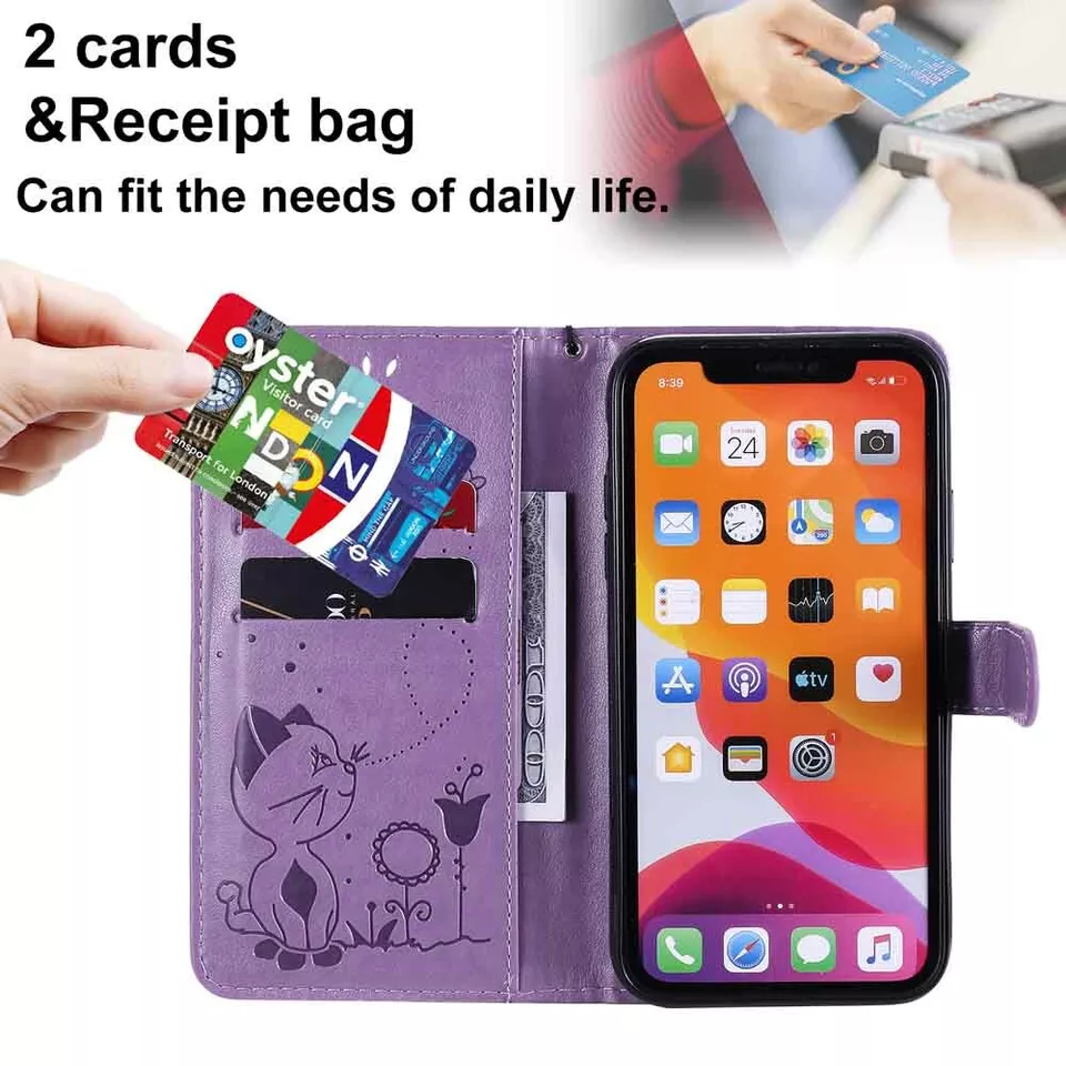 For iPhone 12 11 Pro Max XR SE 6s 7 8 Plus Wallet Card Holder Leather Case Cover - Image 3 of 4