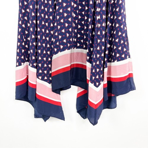 Joie Ginabel Silk Handkerchief Dress Navy Blue Sleeveless Geometric Print Size M - Picture 7 of 11