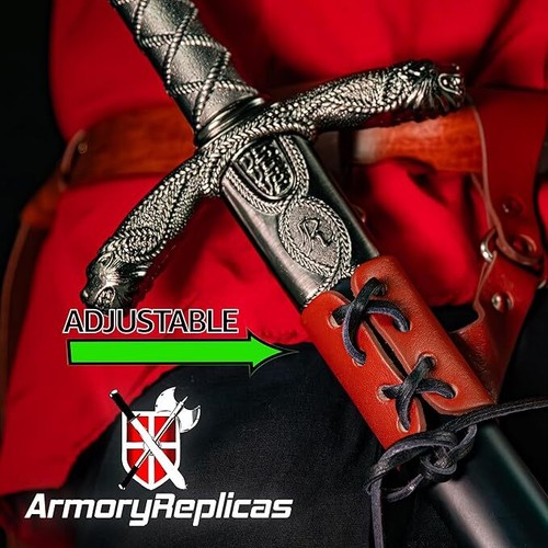 Medieval Adjustable Functional Genuine Bovine Leather Sword Frog | 8 Colors - Picture 27 of 54