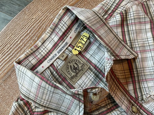 Cowboy Hardware Hemd Herren M Langarm braun rot kariert Perlen Druckknopf 100% Baumwolle - Bild 2 von 13