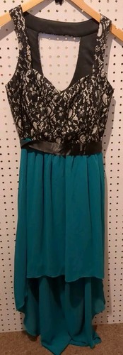 Jodi Kristopher Sleeveless Lace Dress Size 7 Green Black Evening Party Wedding  - Picture 1 of 5
